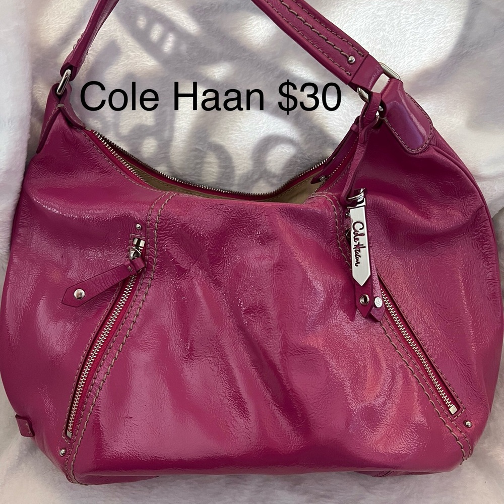 Cole Haan Fuchsia Leather Hobo Bag